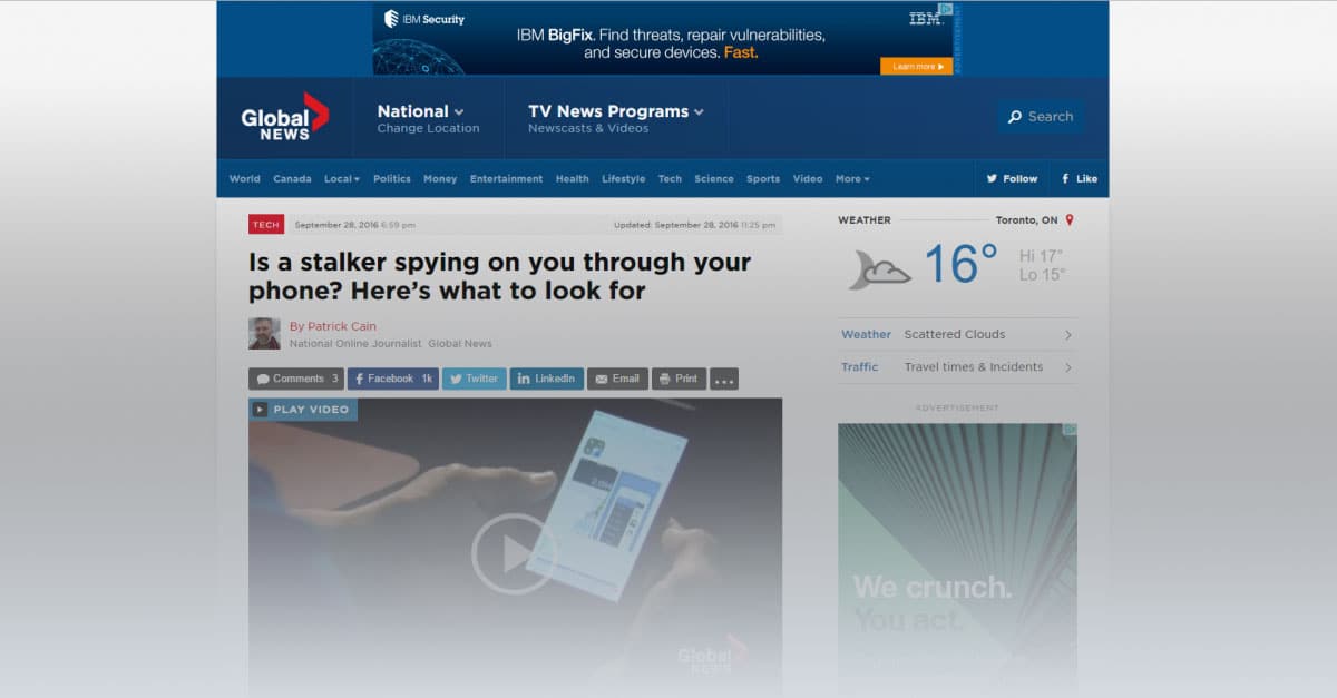 Response to globalnews.ca article, « Is a stalker spying on you through your phone? Here’s what to look for »